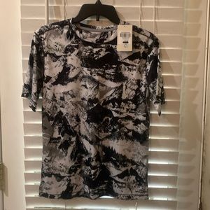 Black/white Youth Large moisture wicking UPF 40 sun protection polyester shirt